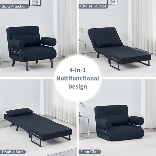Black folding single - single, bed