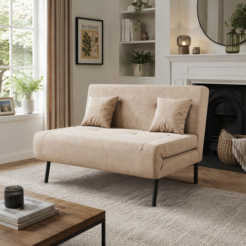 Sofa bed khaki velvet - bed, 2
