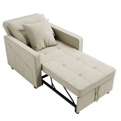 Cream single sofa bed - cream, 3-in-1